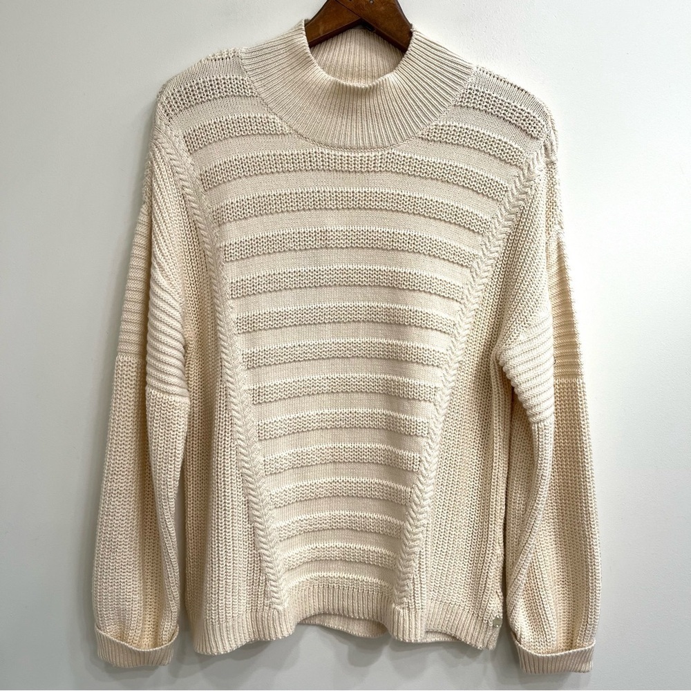 Pure Knits by Neon Buddha cotton cream oversized sweater mock neck medium
